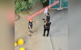 Мужчина достал нож: конфликт двух компаний в Мурино засняли очевидцы