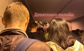 Жители Мурино пожаловались на огромные очереди у входа в метро «Девяткино»