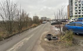 Рабочие обустраивают Гаражный проезд между Буграми и Мурино