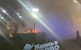 Крупный пожар возник на контейнерной площадке в Кудрово