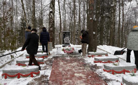 Школьники из Юкковского поселения расчистили снег на военном мемориале